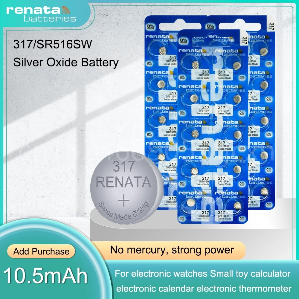 Renata 317 SR516SW D317 V317 SR62 1.55V Silver Oxide Battery for Watch Camera Alarm Swiss Made Button Cell