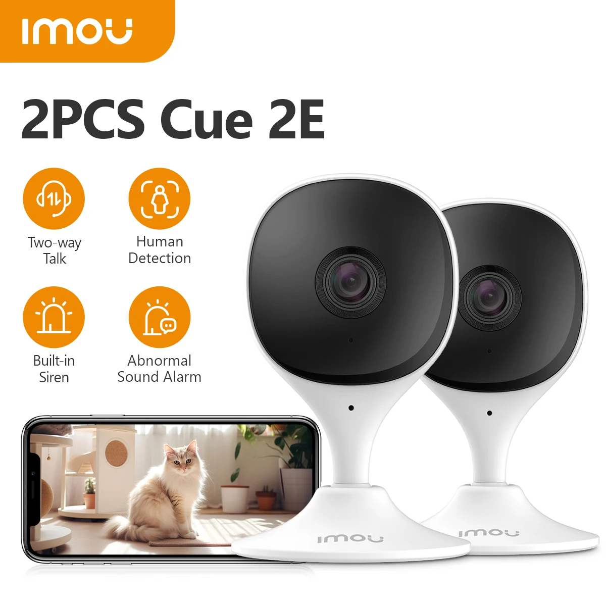 IMOU 2PCS Cue 2E  Wifi Camera Baby Monitor Camera Human Detection Compact Smart Night Vision Camera Indoor Mini Surveillance