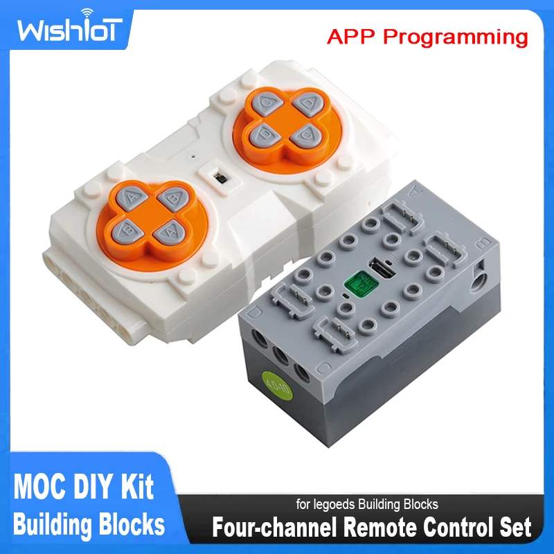 MOC Afstandsbediening Set Oplaadbare Batterij Box Vierkanaals Snelheidsregeling APP Programma PF Bouwstenen Modificatie