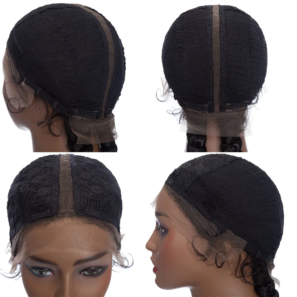 Peruca My-Lady-Trançada Sintética com Lace Front para Mulheres, Peruca Loira Preta Longa, Tranças Twist Brasileiras, Cabelo Americano, 26in