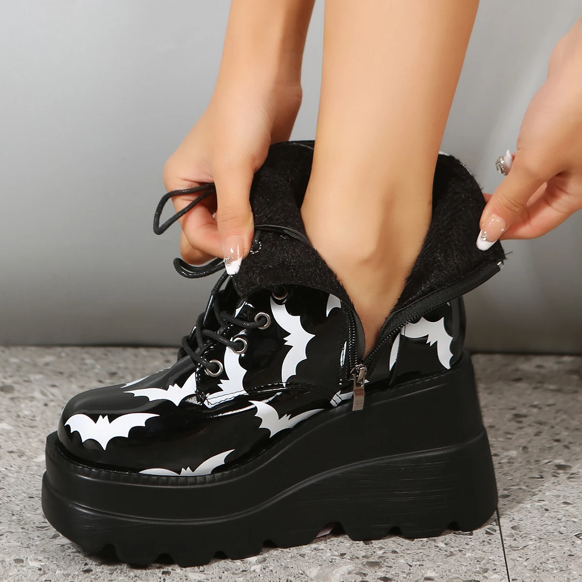 Women Wedges Boots 2024 New Winter Embroidered Ankle Boots Women Commuter Platform Fashion Goth Shoes for Women Botas De Mujer