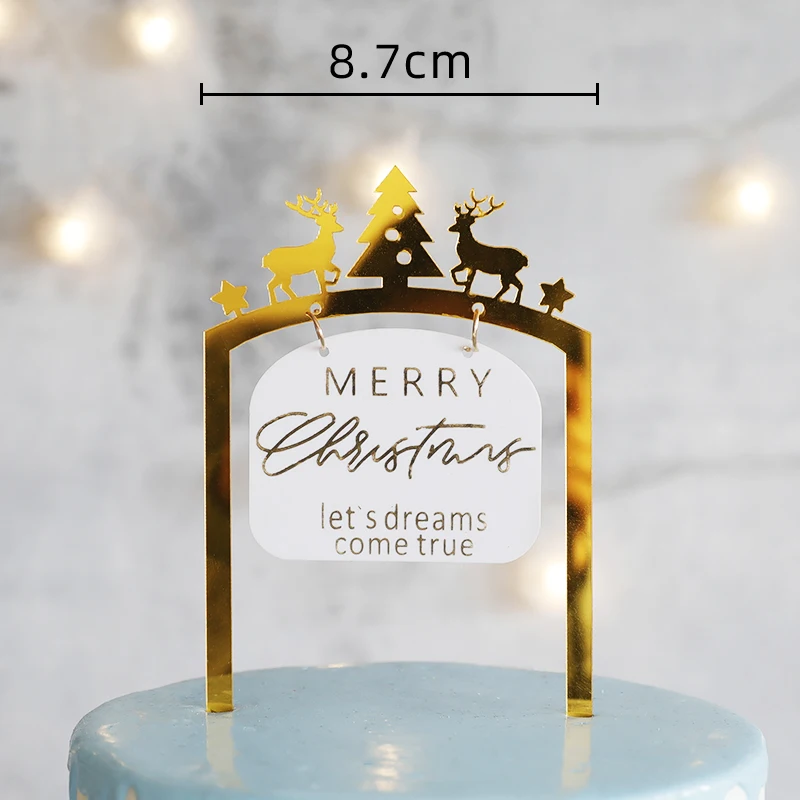 2026 Christmas Decoration Cake Merry Christmas Noel 2026 Acrylic Cake Topper Gold Xmas Theme Snowflake Cake Santa Claus Decor