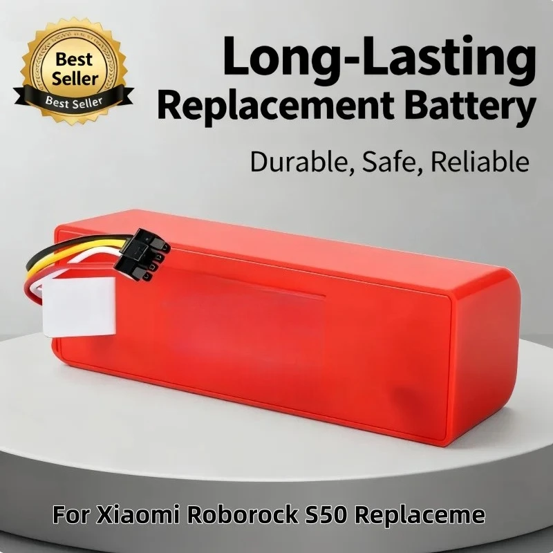 Long-Lasting 12800mAh Battery for Xiaomi Roborock S50 S51Robot Vacuum Cleaner, Li-ion Battery Pack with Enhanced Runtime