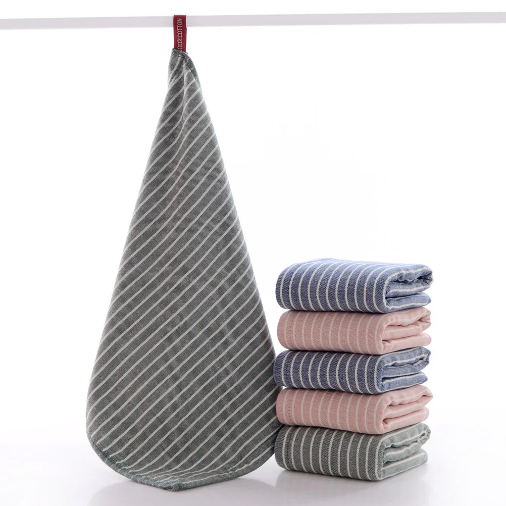 

3Pcs Premium Cotton Striped Towels Highly Absorbent Eco-Friendly Comfortable Bath Kitchen Barber Blue Striped Towels