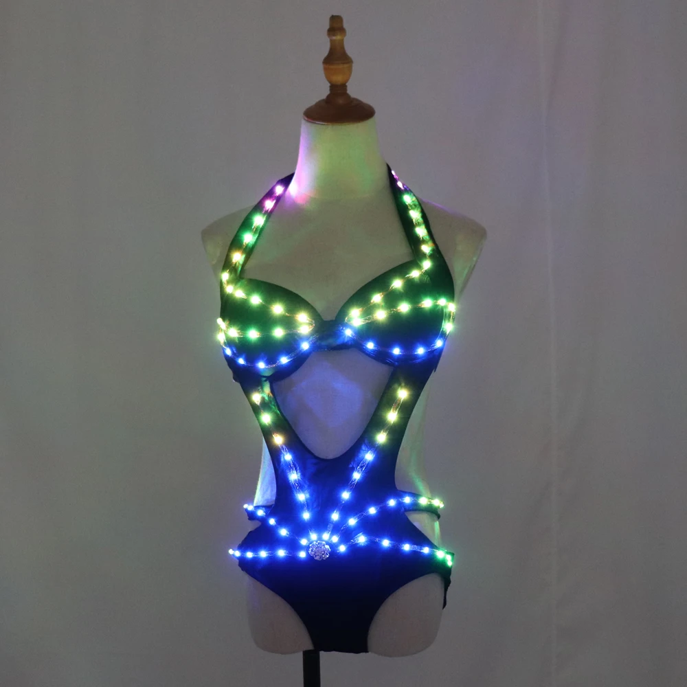 Volle Farbe Pixel Led-leuchten Jacke Mantel Jazz Bar Ds Neue Sexy Anzug Dj Bikini Nachtclub Gogo Blei Tänzerin Gruppe tanz Kostüm