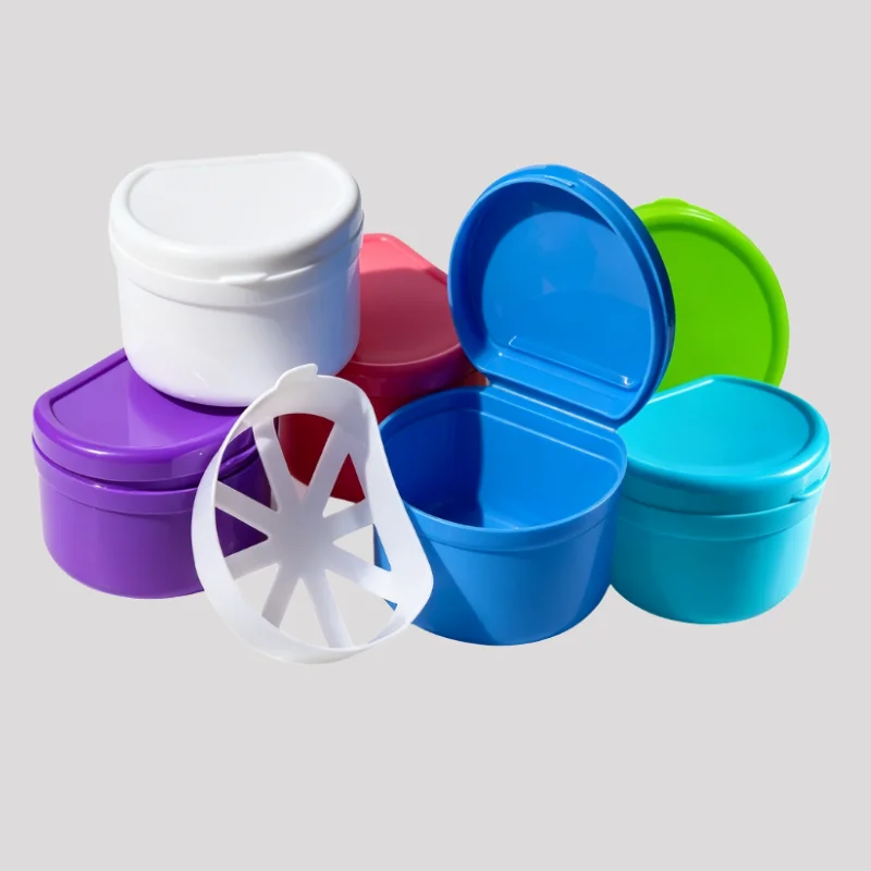 Dental Denture Box Plastic Retainer Case Portable Multiple Colors Braces Orthodontic Case Dental Retainer Box Old People