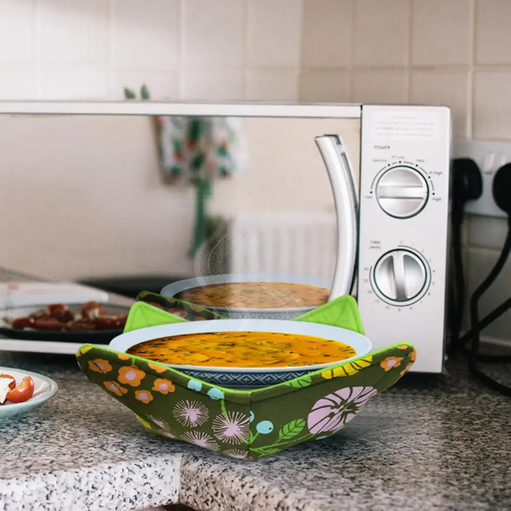 Microwave Comfort Dish Rack Microwave-safe Bowl Holders Cloth Heating Cover Cotton Microwavable Cozy Hot Plate for Kitchen