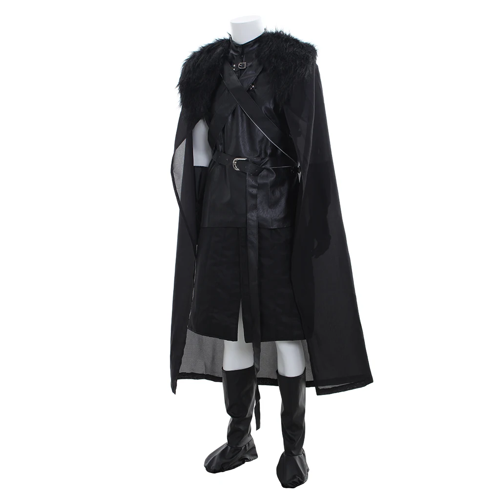 Movie TV Night Watch Jon Lord Cosplay Black Outfits North King Snow Cloak Suit Men's Medieval Costume