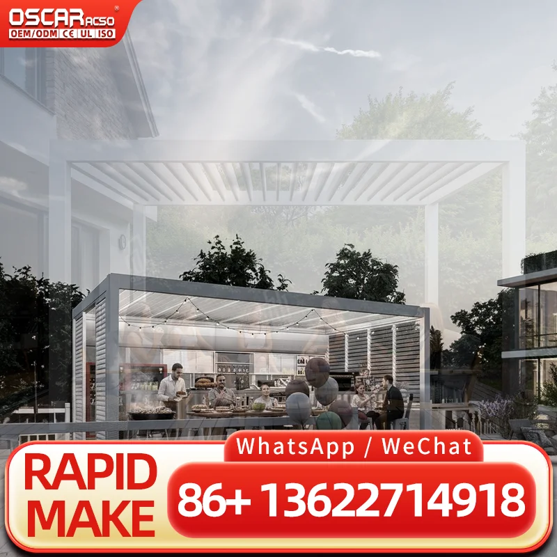 Metal Aluminum Rectangular Profiles Base for Bioclimatic Rain Proof Outdoor Pergola pergola