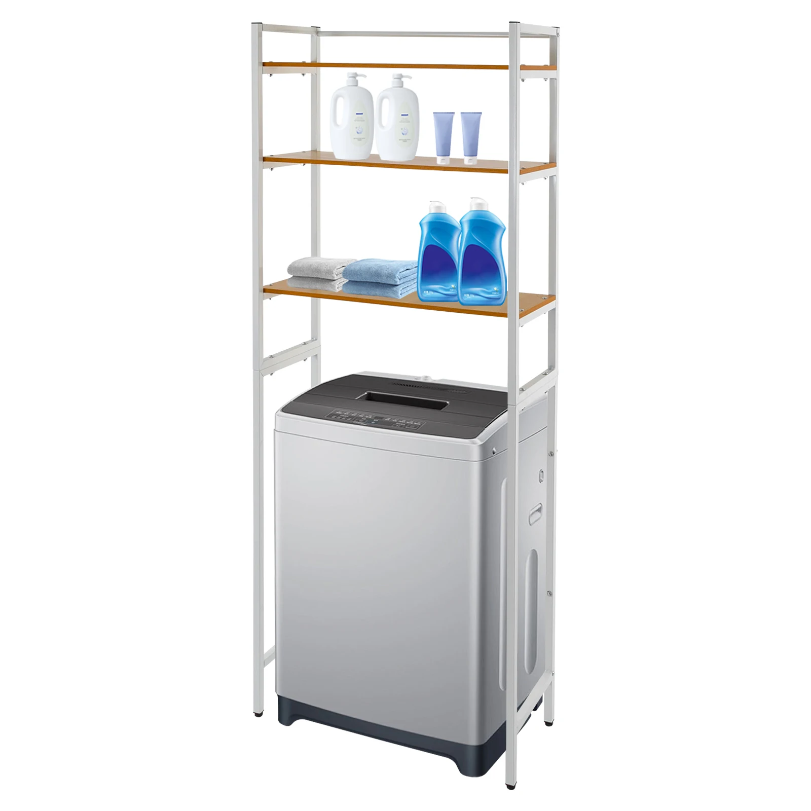 3-Tier Bathroom Storage Shelf, Freestanding Storage Rack for Washing Machine, Bath Organizer Rack, Home Storage & Organizer