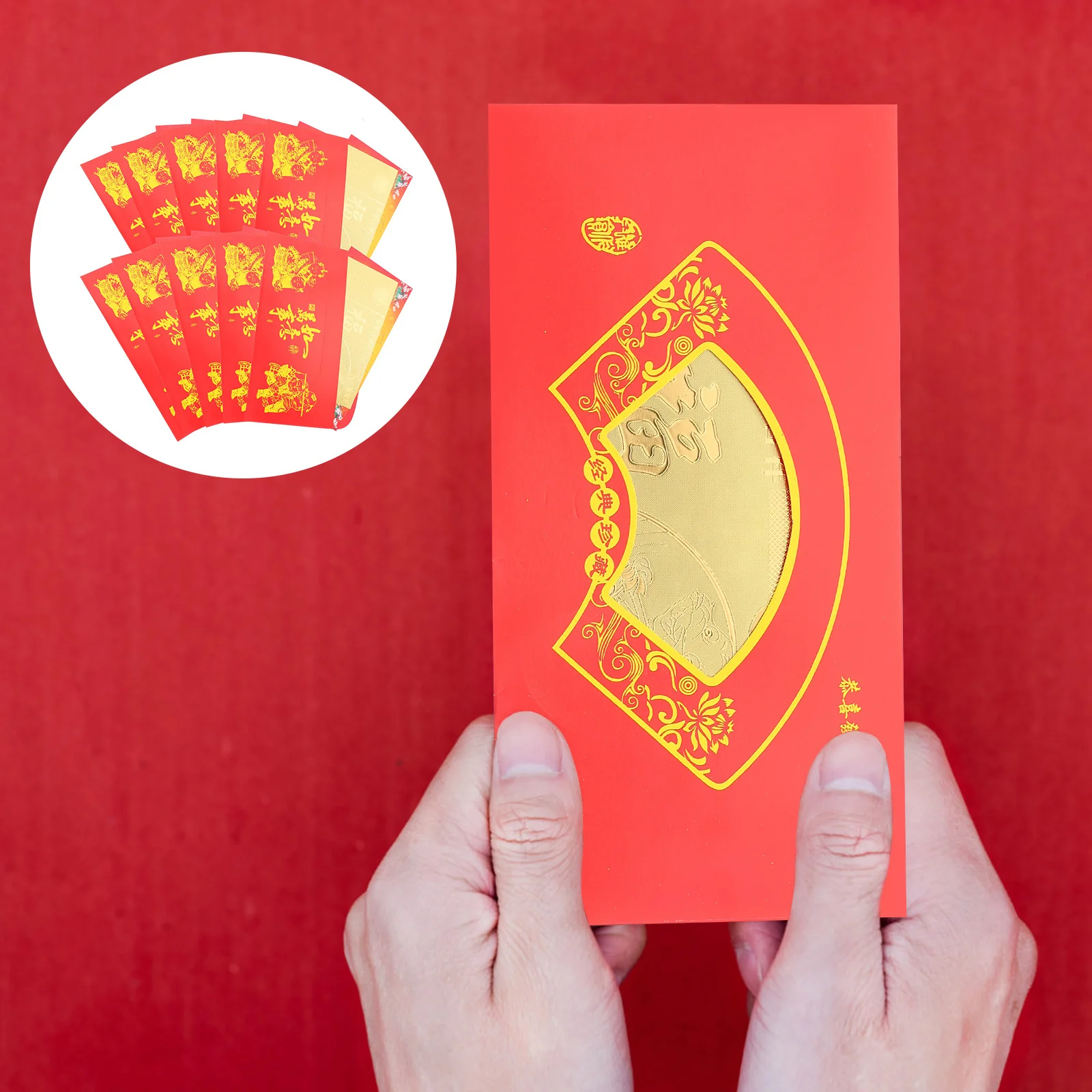 10Pcs Rabbit Year Red Envelopes Gold Foil Banknotes Lunar New Year Supplies Lucky Money Bag Festival Gift Set Money Pouch