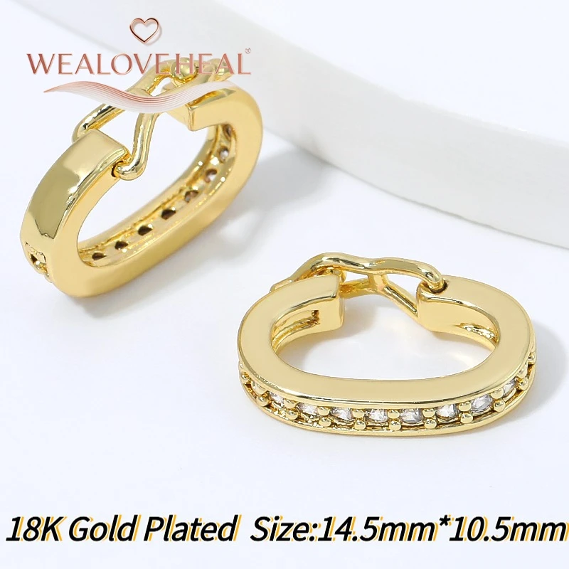 Luxuriöser Micro-Pavé-Zirkon Ovaler Universalverschluss, 18K Vergoldeter Messing-Mechanischer Verschluss für DIY Halsketten- und Armband-Schmuckzubehör – Detail 22