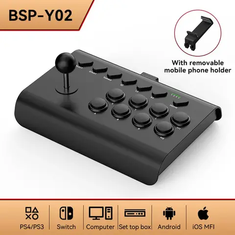 Y02 무선 아케이드 게임 제어 로커, PS4 스위치 콘솔 컨트롤러, PC TV, 안드로이드, iOS 폰, 조이스틱 게임 패드 액세서리