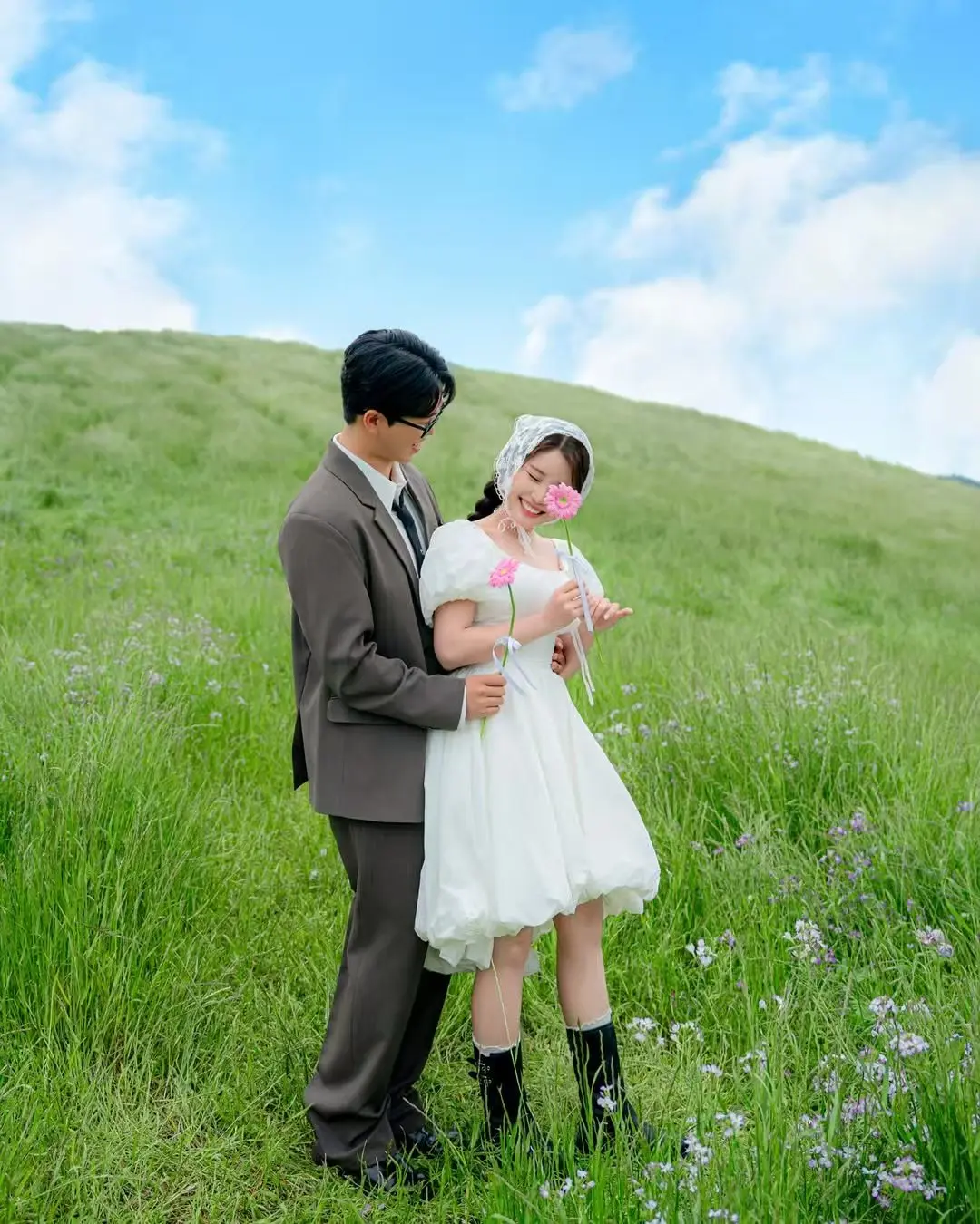 ZHIO Pastrol Tulle O-Neck Knee-Length Korean Wedding Dress Photo Shoot A Line Puff Short Sleeve Formal Bride Gowns Customized