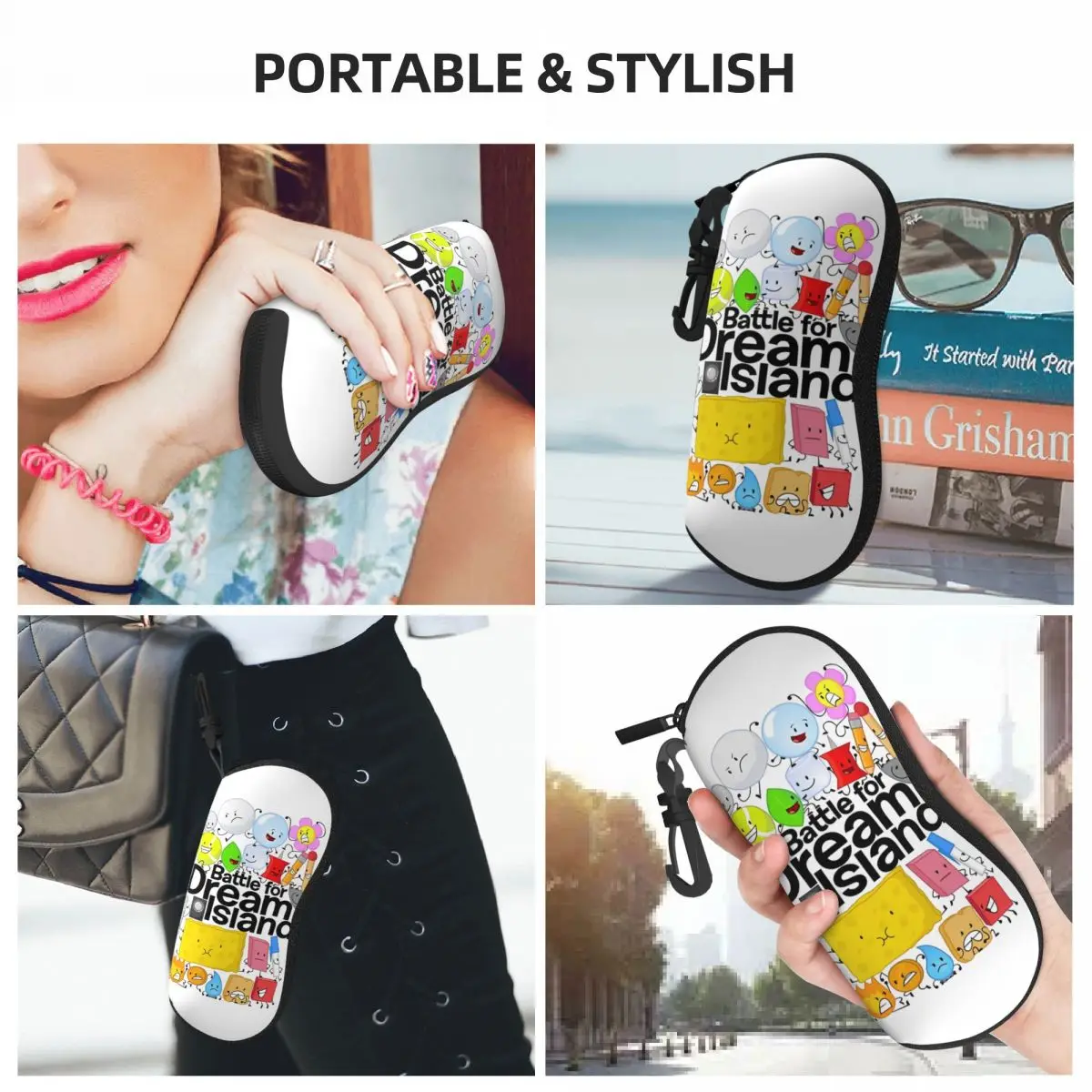 Bfdi-男性と女性のためのウルトラサングラスボックス,夢の島のためのジッパーバトル,アニメーション,すべてのキャラクター,アイウェアボックス