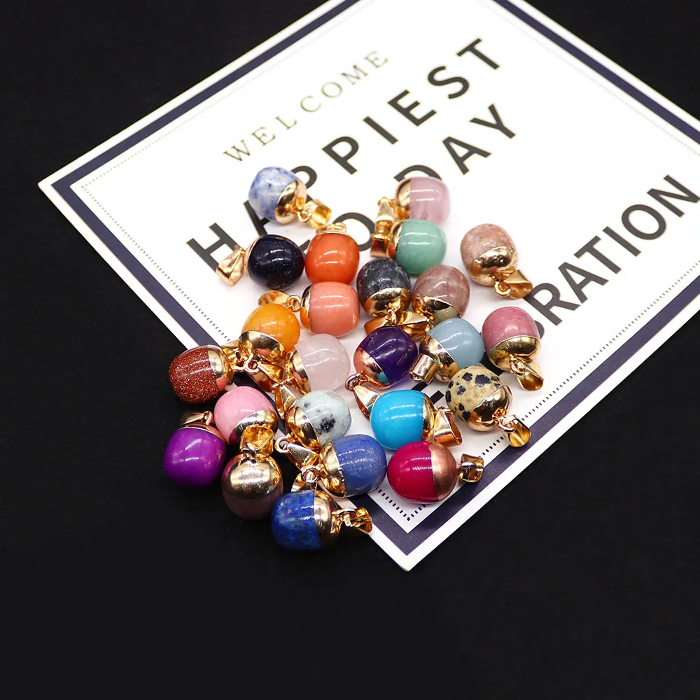 

High Quality Charms 2 Pcs Natural Stone Rose Quartz Strawberry Crystal Bean-shaped Pendant Accessory for Making Jewelry Gift