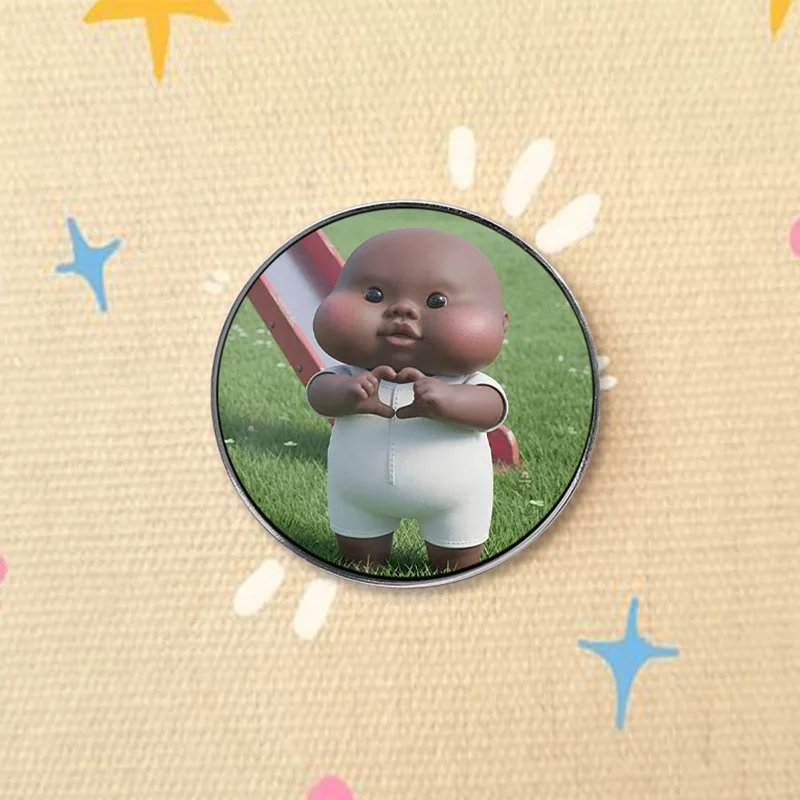 Viral "Natasha" Black Baby UV Printing Pin Trending Internet Meme Lapel Badge Cute Funny Doll Accessory for Backpacks Jackets