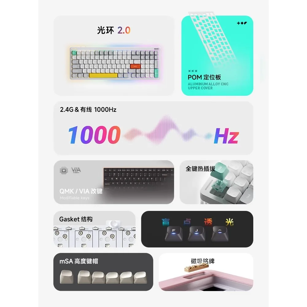 NuPhy Halo96 V2 Customized Mechanical Keyboard 98 Layout 99 Key Gasket Wireless Bluetooth Tri-Mode Office Gaming Support AMK VIA image 2