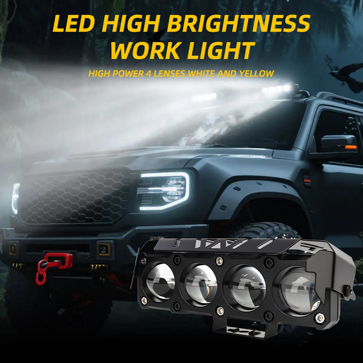 

4/5/6 Lens LED Spotlight White Yellow Hi-Low Beam Headlight Super Bright Work Light For Jeep Truck Tractor SUV ATV 4x4 offroad