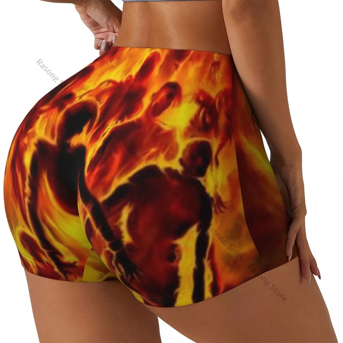

Женские шорты для йоги Crowd Of Zombies In Fire Scrunch Booty Подтяжка ягодиц Комфортный фитнес-зал