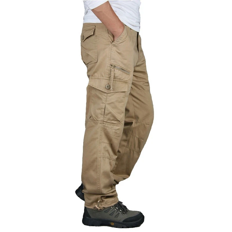 Men's Cotton Cargo Pants Spring Autumn Casual Multi Pockets Long Trousers For Men Straight Slacks Tactical Pants Man Clothing