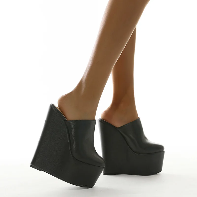 

Модные женские тапочки-гладиаторы на платформе с круглым носком, на очень высоком каблуке, новинка 2025, летние сандалии для ночного клуба, обувь