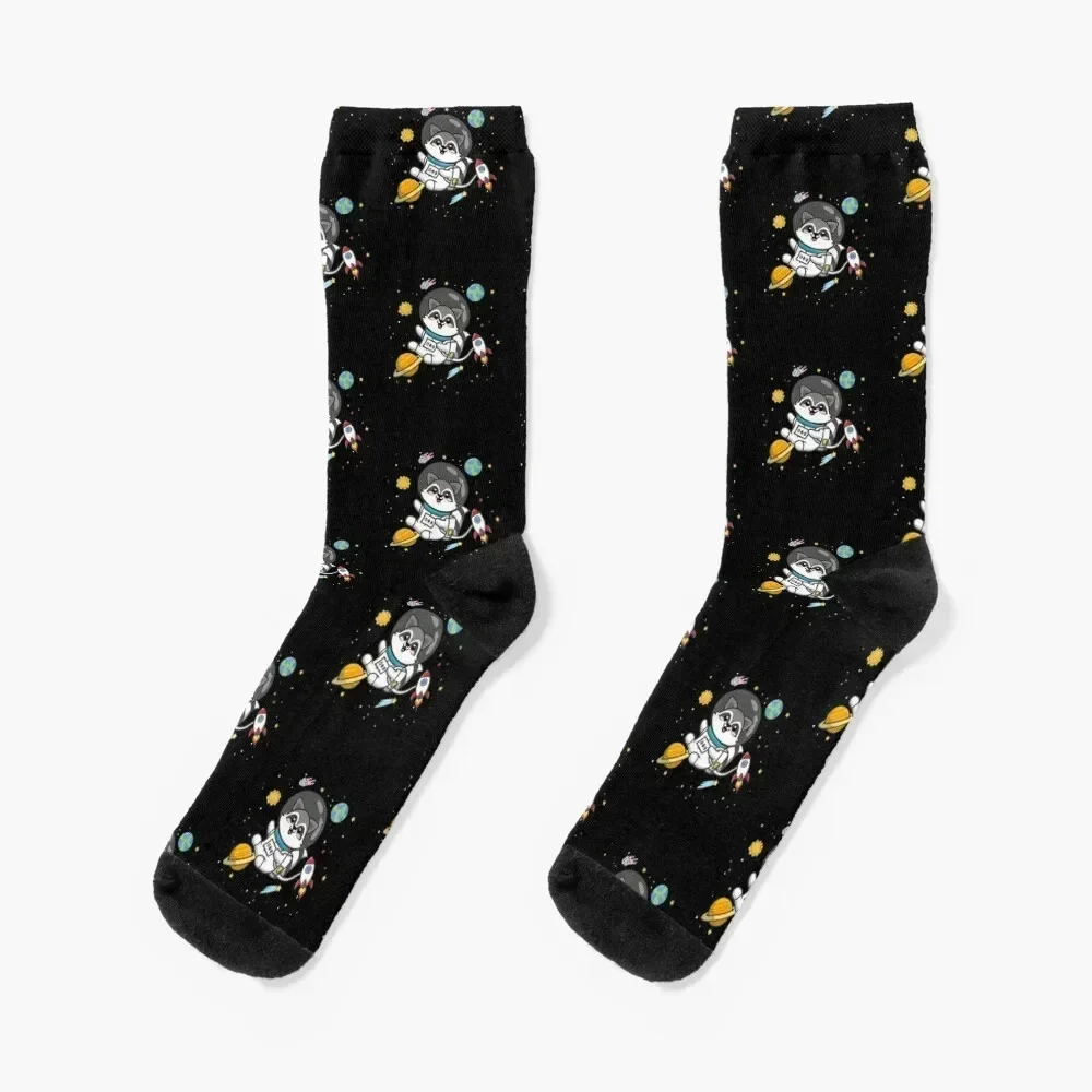 Raccoon Socks warm winter floral christmas stocking with print Socks Women's Men's