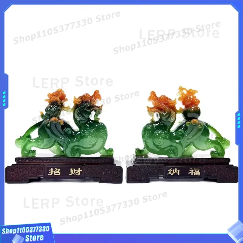 Lucky Pixiu Resin Leather Ornaments Pair Animal Themed Decor for Office Living Room Store Opening Gifts Home Decoration