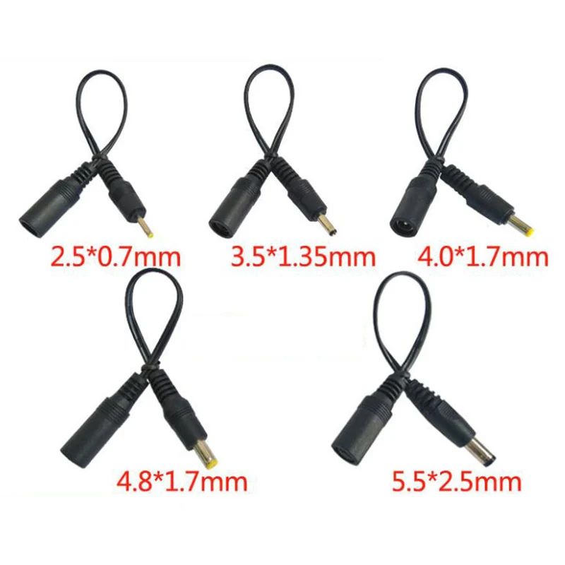 DC Power Supply Cable 5.5x2.1mm DC Female Jack To Male Plug 5.5*2.5mm 3.5x 1.35mm 4.0*1.7mm 4.8 2.5 0.7 Extension Cord Connector