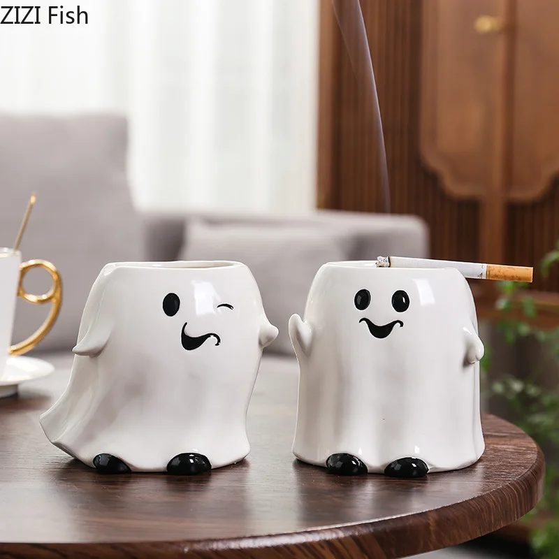 Ghost Ceramic Ashtray Wacky Ash Tray Ornament Ash Storage Box Ashs Holder Ghost Ashtray Smoking Accessories Decoration Crafts