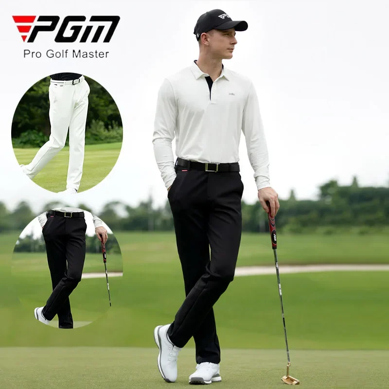 PGM Autumn Spring Golf Long Pants Men High Elastic Sports Trousers Male Mid-Waist Straight Sweatpants Business Casual Pants