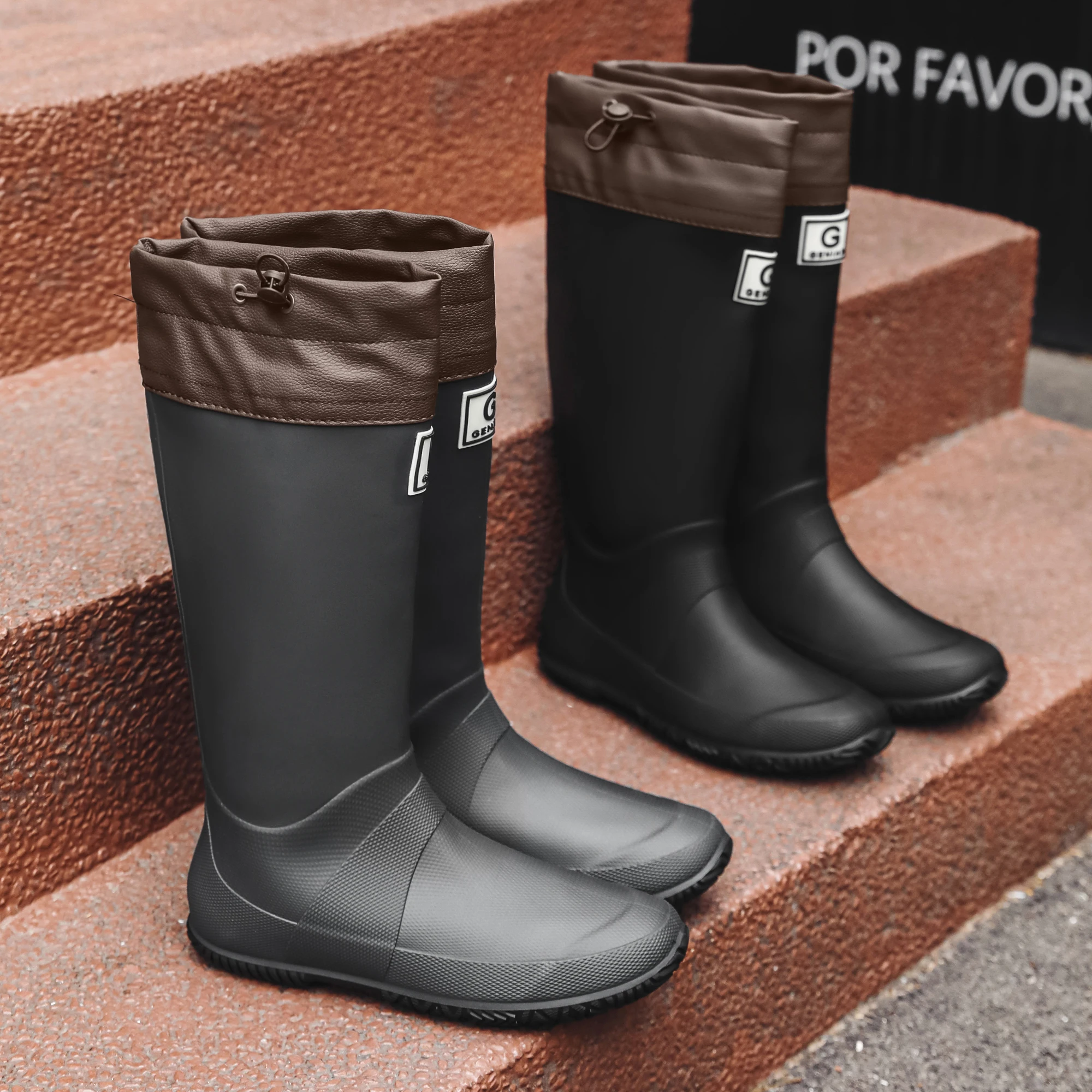 

Мужские резиновые сапоги с высокой трубкой, японские складные автомобильные ботинки Wa, водонепроницаемые, противоскользящие, износостойкие, легкие, Rubber oes