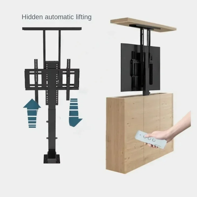 Height Adjustable Hidden Vertical Retractable Motorized Ceiling TV Mount Drop Down Lift Stand With Electric Remote Control