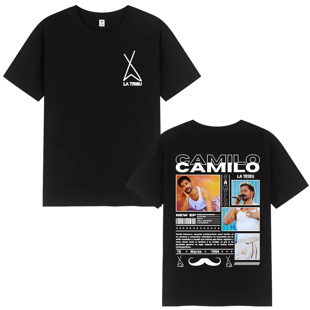 Sänger Camilo La Tribu Album T-Shirts Herren Damen Kleidung Mode Hip Hop Übergroße T-Shirts Baumwolle Casual T-Shirt Streetwear – Detail 2