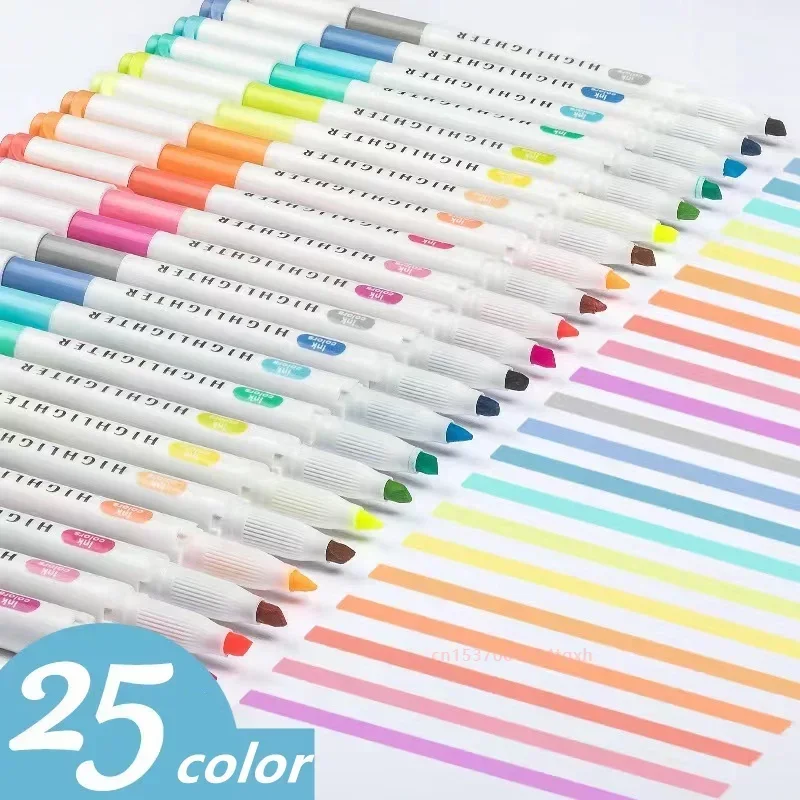 5-color Double-ended Highlighter Markers Student Color Pen Student stationery kawaii school supplies  markers  marker pens