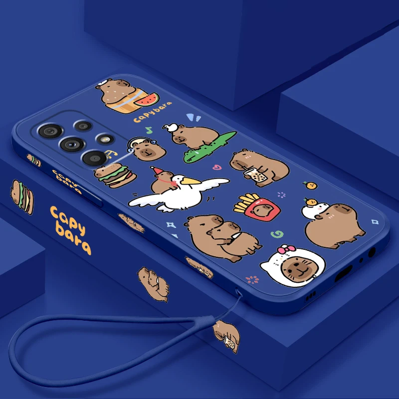 

Capybara Cartoon Fashion Cute Liquid Left Rope For Samsung A53 A52 A33 A32 A51 A71 A21S A13 A73 A55 A72 A23 A35 A05 5G Back