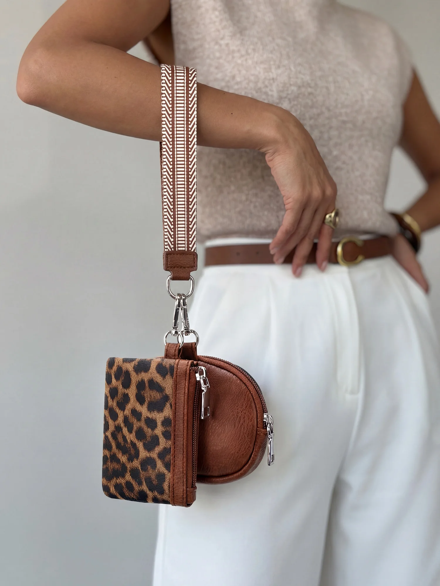MIYIN Fashion Mini Zipper WristletWallet Women Double Pocket Wristlet Portable KeychainWallet Coin Purse Detachable Small Wallet
