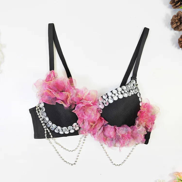 

Корректирующее белье Beauty Back: цельное, с фиксированными чашками, украшенное бисером и цветами, топ-бюстье на тонких бретелях, короткий милый топ-слинг