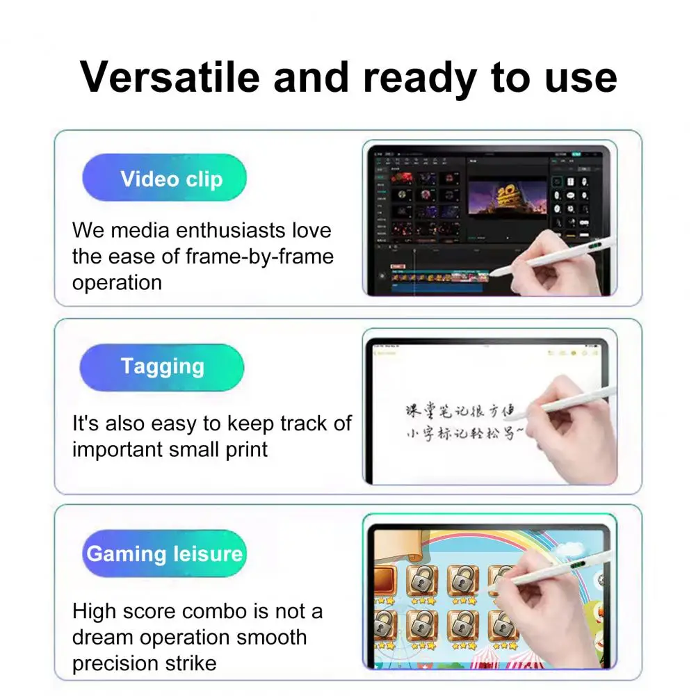 Kapazitiver Stift schlanker Stift Bleistift universeller wiederauf ladbarer Stift mit Power-LED-Display für Handy-Tablet schlank für iPad