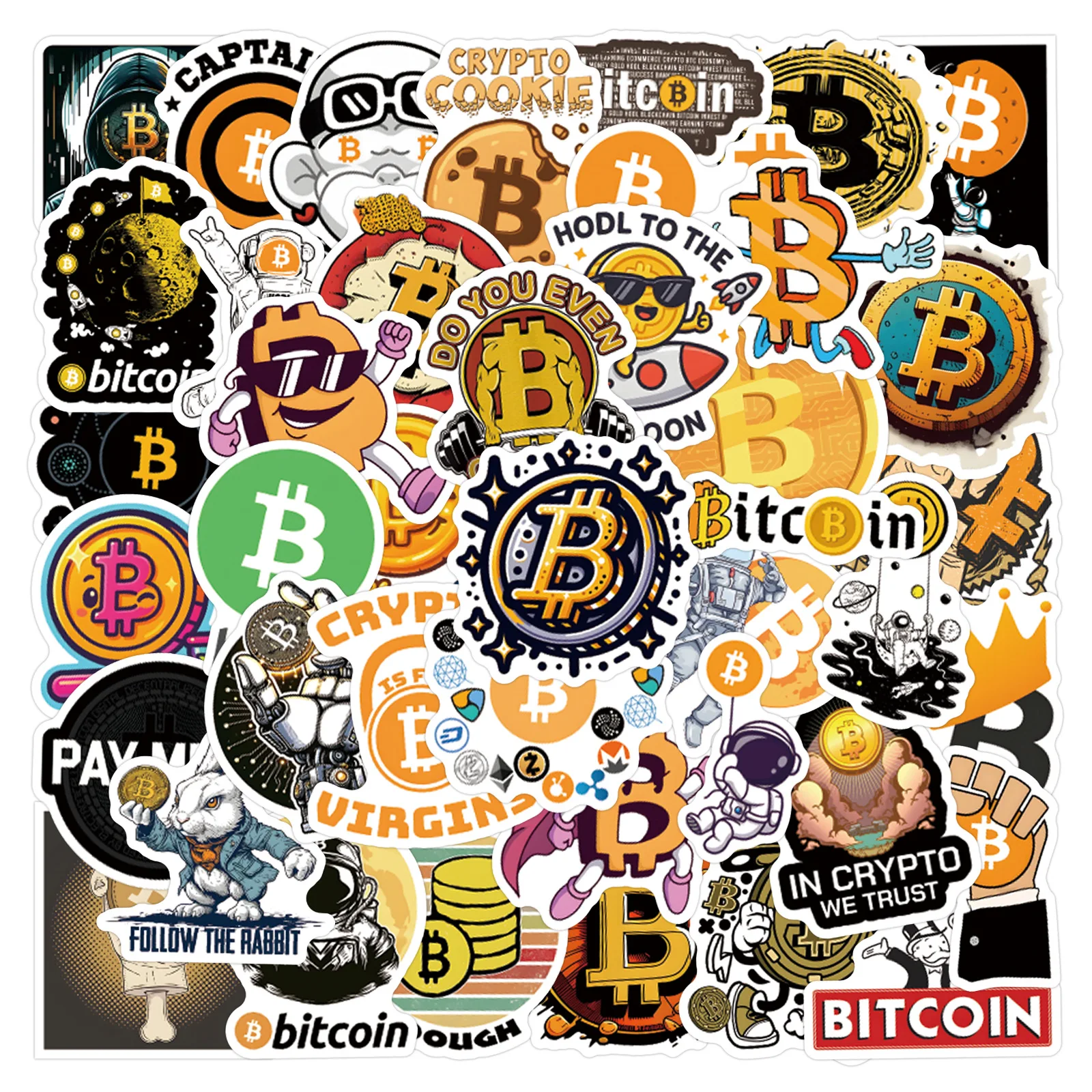 

10/30/60Pcs New Bitcoin Cartoon Graffiti Decorative Stickers DIY Guitar Refrigerator Phone Laptop Suitcase Water Cup Skateboard
