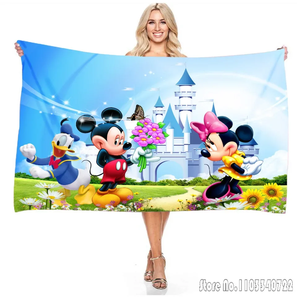 Cute Disney  Mickey Mouse Minnie Mouse Bath Towels Microfiber Beach Swimming Towel Decor for Kids Gift 75x150cm