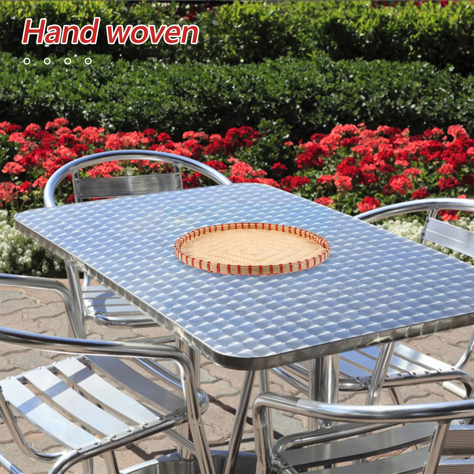 3 Pcs Woven Basket Bamboo Tray Trays for Eating Drying Decor Fruit Weaving Brown
