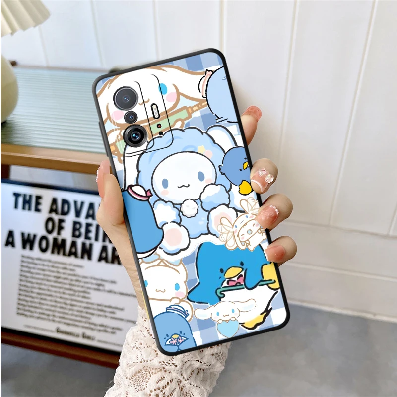 حافظة لهاتف شاومي ريدمي 12C 10 9 K40 K80 Pro A3 A1 A2 Plus 13C A5 14C A4 غطاء هاتف ناعم أسود لطيف سانريو سينامورول