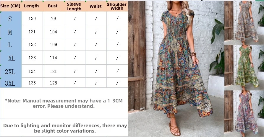 Französischer Stil, böhmisches bedrucktes mittellanges Kleid, neues exotisches Resort-Mode-Damenrockkleid