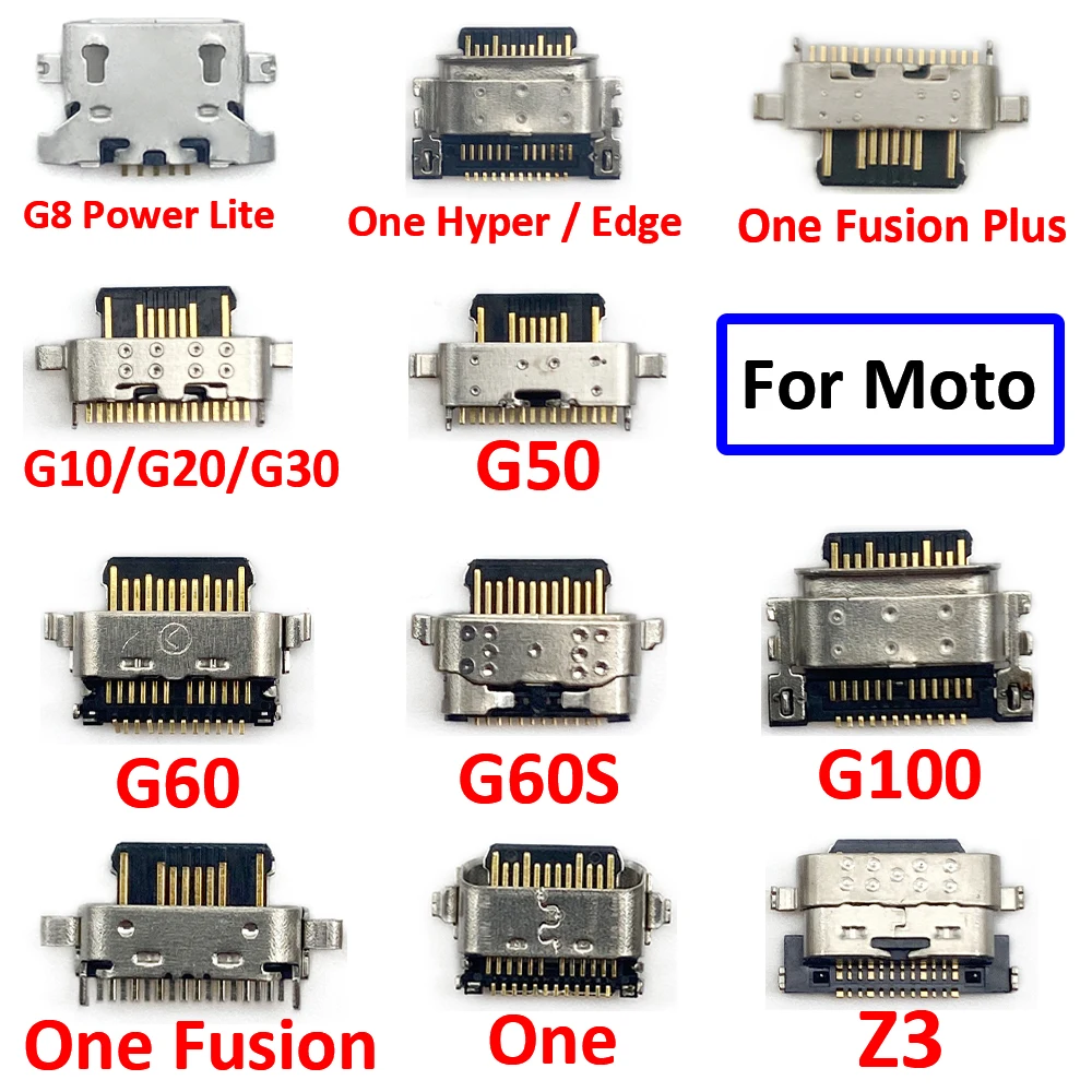 50Pcs，Mini USB Jack Charging Socket Charger Port Plug Connector For Moto One Fusion Plus Hyper G60S G60 G10 G20 G30 G50 G100 Z3