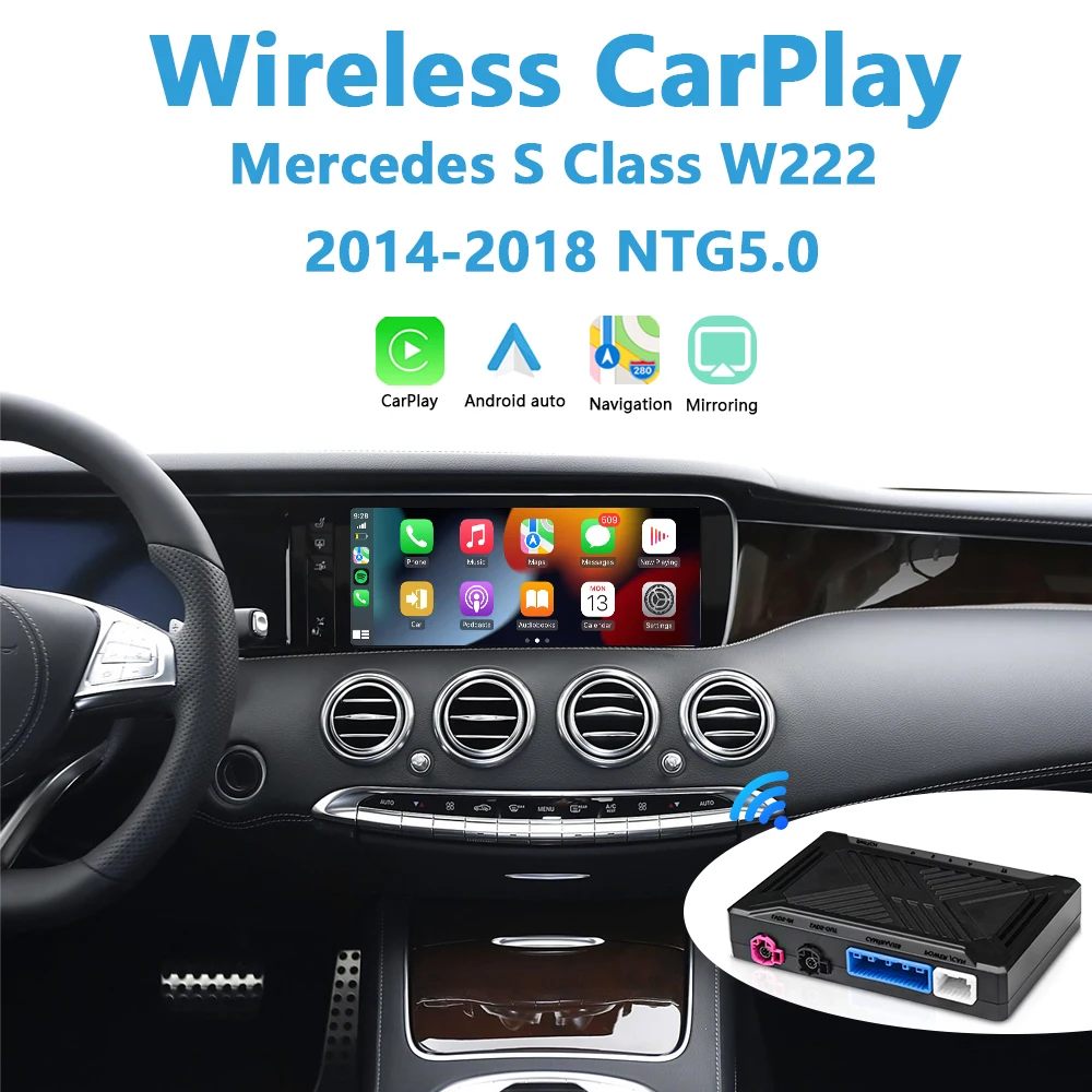 Mercedes W222 Apple CarPlay S Class Retrofit Wireless Android Auto Fit Original Camera Upgrade iPhone Link Plug&Play