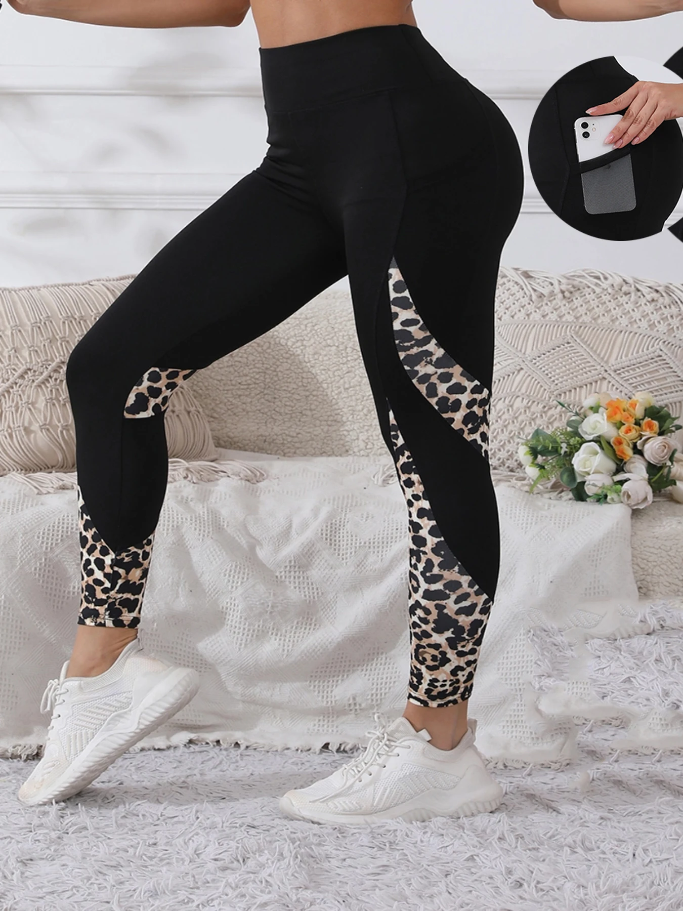 Women's High Waist Leopard Print Tight Sports Yoga Pants Sports And Aasual Cycling Sportswear Women's Slim Shape Yoga Pants