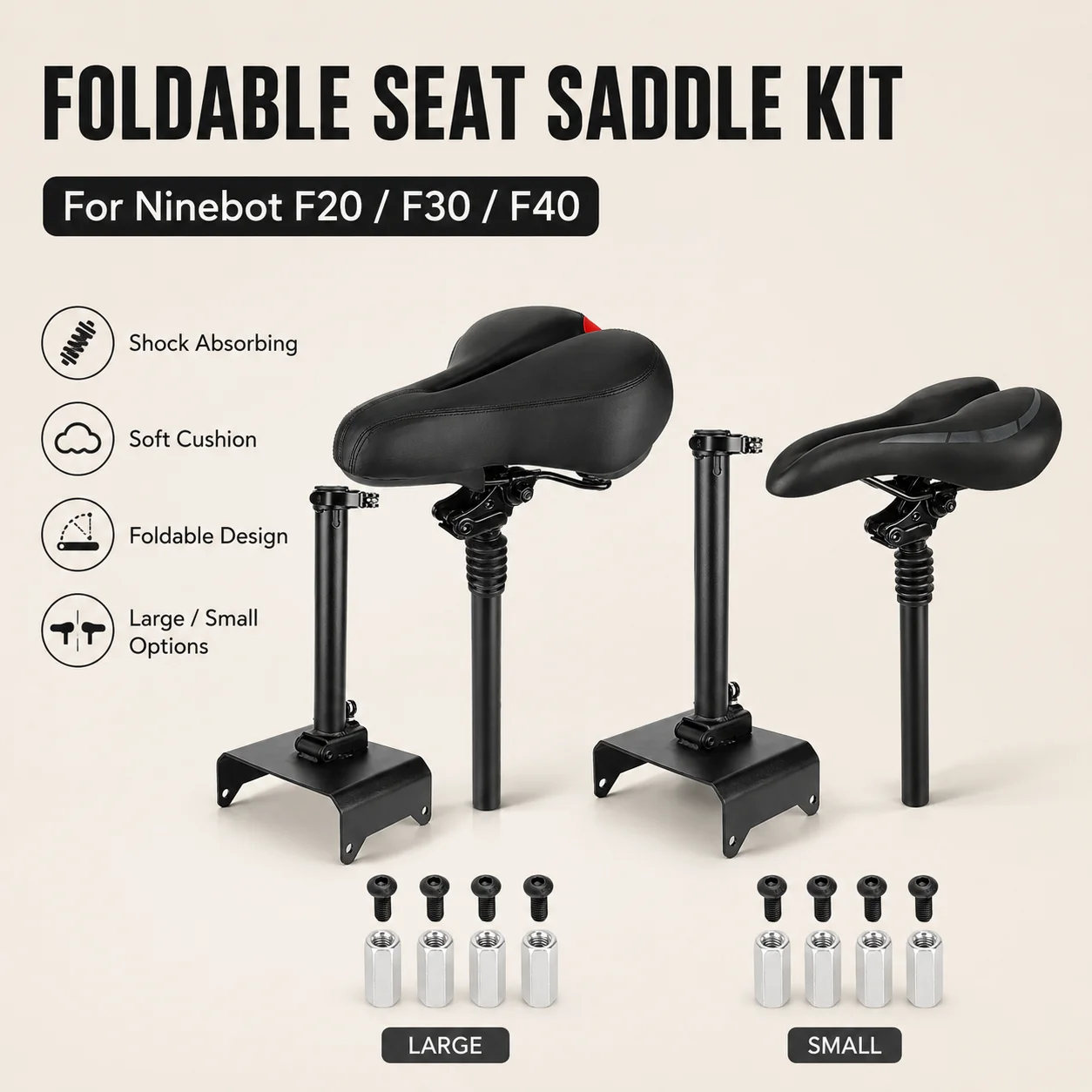 

Foldable Shock Absorbing Seat Saddle Kit for Ninebot F20 F30 F40 Electric Scooter Soft Cushion Replacement Repair Parts