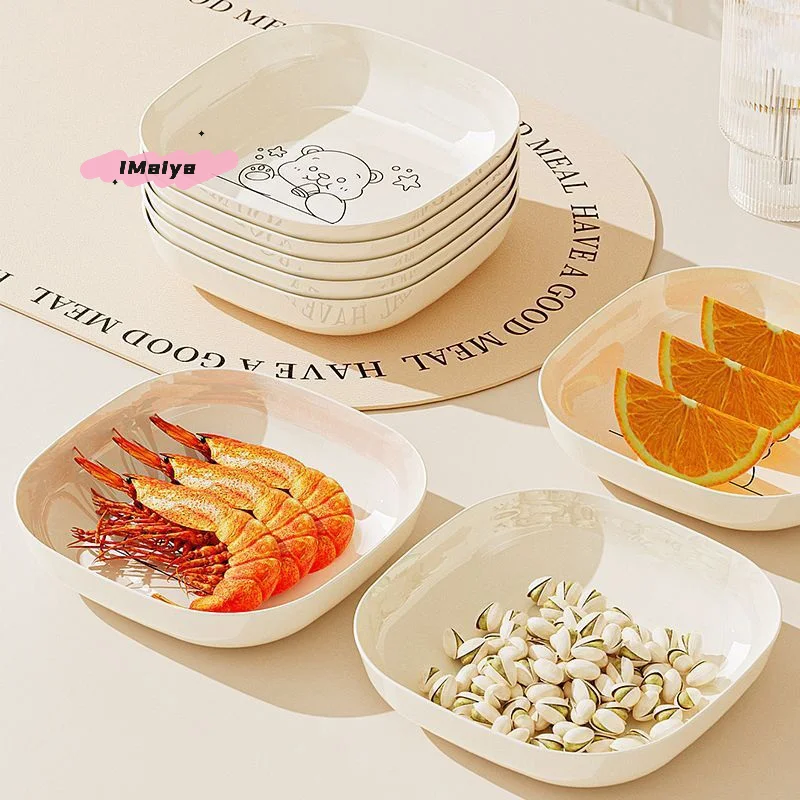 Cartoon Bone Spitting Plastic Plate Set for Dining Table Living Room Fruit Or Garbage Plate Home Decor Kitchenware