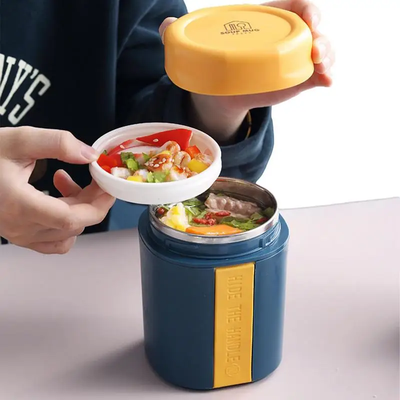 530ml Breakfast Cups Cereal Nut Yogurt Salad Soup Cup Container With Fork Thermal Microwave Food Storage Bento Box Lunch Box